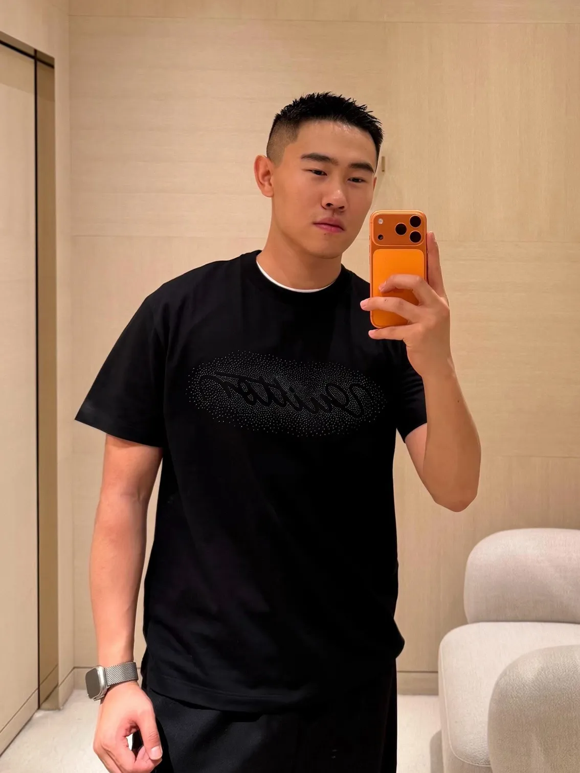Louis Vuitton/Louis Vuitton Iron-On Letter Short Sleeve